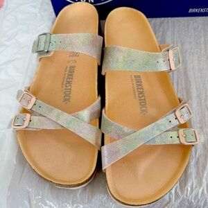 Birkenstock Franca pink tie dye metallic size 11 42 regular rose vegan Sandals